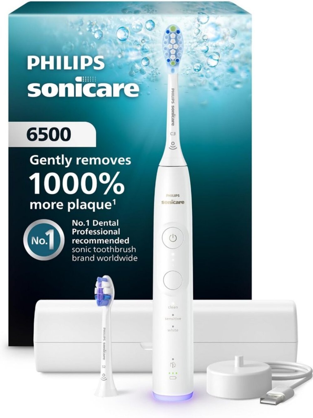 Rechargeable Electric Toothbrush with 2 Brush Heads - Whitening & Gum Care